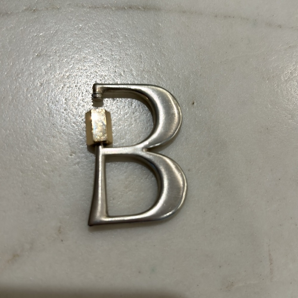 Marla Aaron initial B pendant sterling silver and 14k gold
